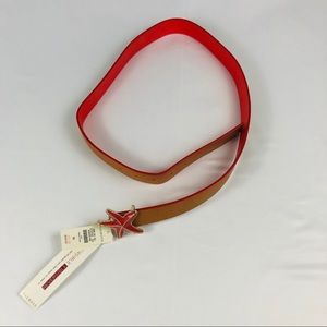 New Talbots Belt Reversible Orange Beige Starfish